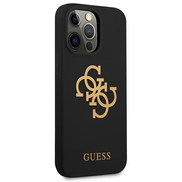 GUESS Handy Hülle Case Silikon 4G Logo für iPhone 13 Pro Schwarz