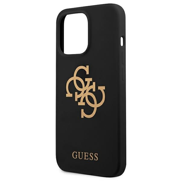 GUESS Handy Hülle Case Silikon 4G Logo für iPhone 13 Pro Schwarz