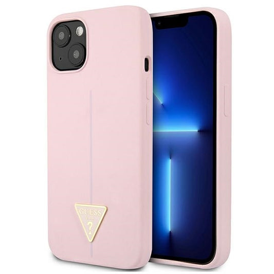 GUESS Handy Hülle Case Saffiano Triangle 4G Dreieck Logo für iPhone 13 / 14 / 15 Purple