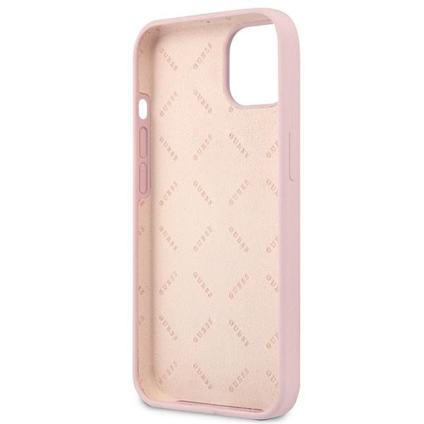 GUESS Handy Hülle Case Saffiano Triangle 4G Dreieck Logo für iPhone 13 / 14 / 15 Purple