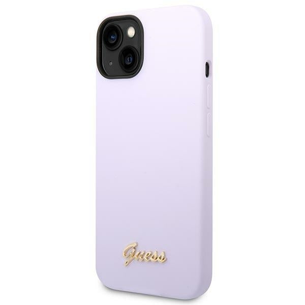 GUESS Handy Hülle Case Silikon Vintage Gold Logo für iPhone 13 / 14 / 15 Purple