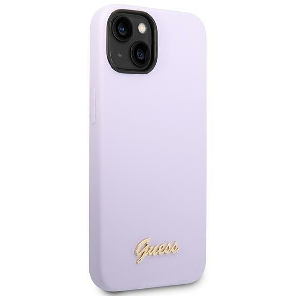 GUESS Handy Hülle Case Silikon Vintage Gold Logo für iPhone 13 / 14 / 15 Purple