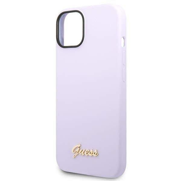 GUESS Handy Hülle Case Silikon Vintage Gold Logo für iPhone 13 / 14 / 15 Purple