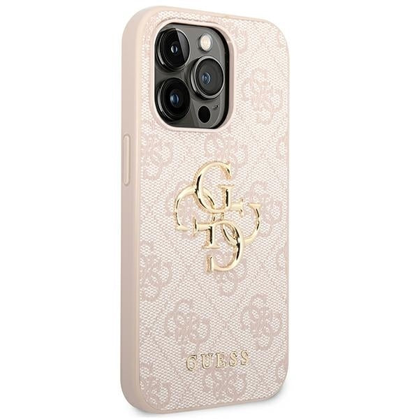 GUESS Handy Hülle Case 4G Big Metall Logo für iPhone 14 Pro Pink