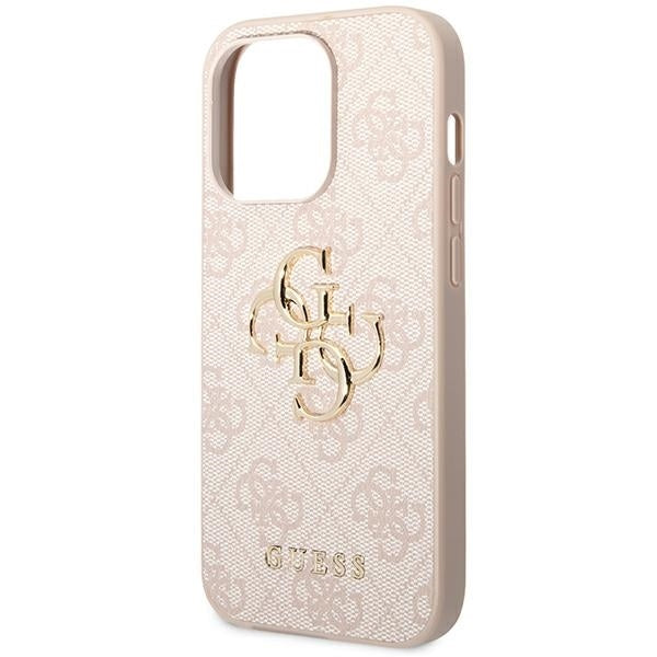GUESS Handy Hülle Case 4G Big Metall Logo für iPhone 14 Pro Pink