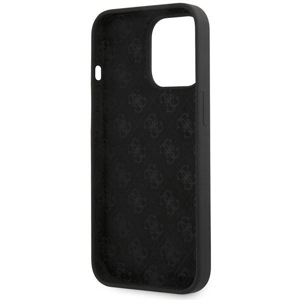 GUESS Handy Hülle Case Silikon Script Gold Logo für iPhone 13 Pro Max Schwarz