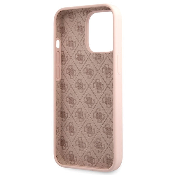 GUESS Handy Hülle Case Silikon Script Gold Logo für iPhone 13 Pro Max Pink
