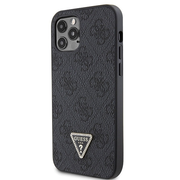 GUESS Crossbody Handy Hülle Case 4G Metall Logo für iPhone 12 / 12 Pro Schwarz