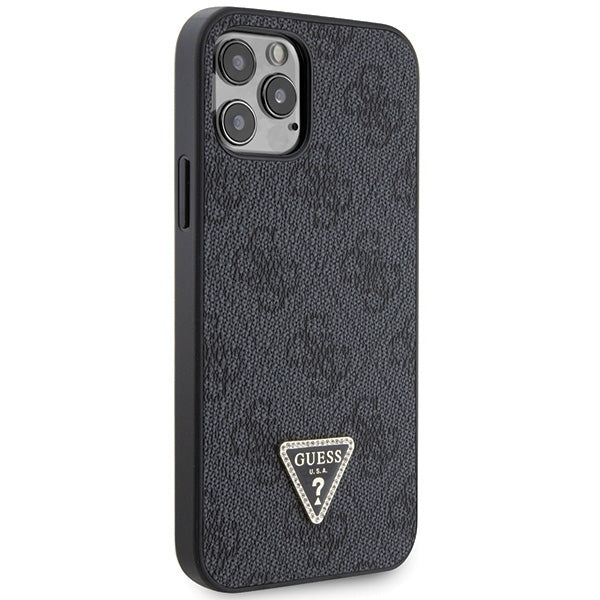 GUESS Crossbody Handy Hülle Case 4G Metall Logo für iPhone 12 / 12 Pro Schwarz