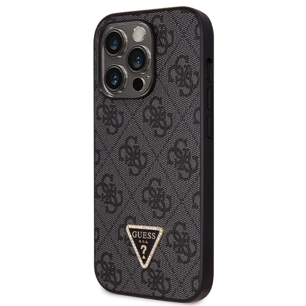 GUESS Crossbody Handy Hülle Case 4G Metall Logo für iPhone 14 Pro Max Schwarz