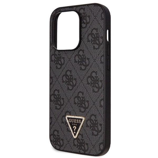 GUESS Crossbody Handy Hülle Case 4G Metall Logo für iPhone 14 Pro Max Schwarz