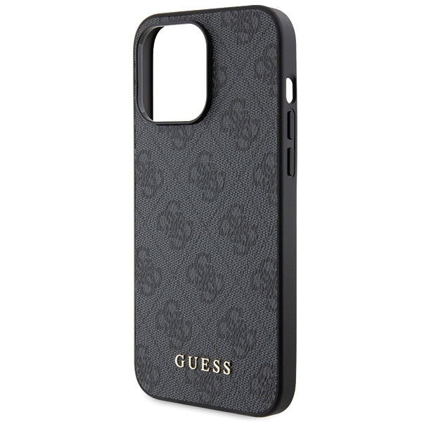 GUESS Handy Hülle Case für iPhone 14 Pro Max 4G Metall Gold Logo Grau