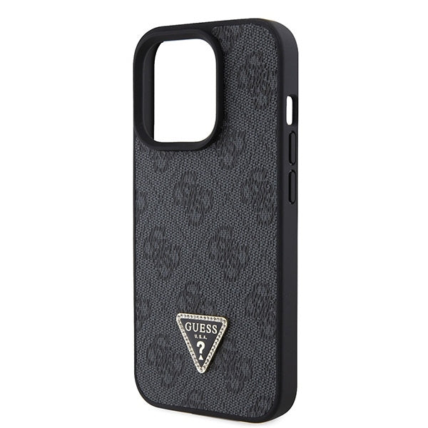 GUESS Crossbody Handy Hülle Case 4G Metall Logo für iPhone 15 Pro Max Schwarz