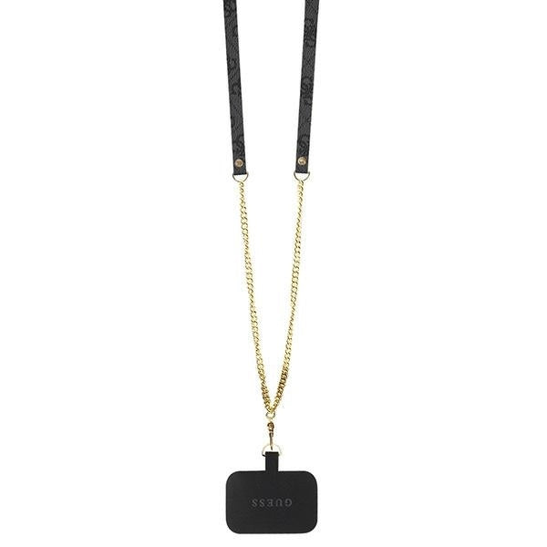 GUESS Crossbody Handy Hülle Case 4G Metall Logo für iPhone 15 Pro Schwarz