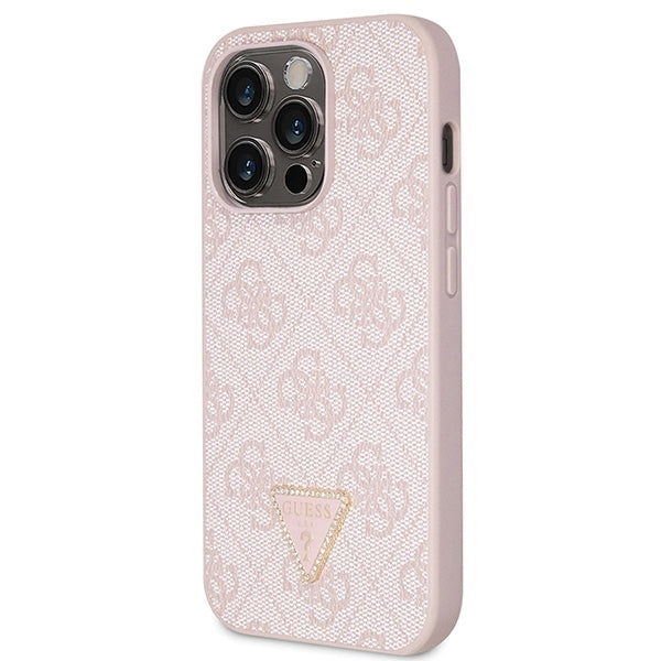 GUESS Crossbody Handy Hülle Case 4G Metall Logo für iPhone 15 Pro Max Pink