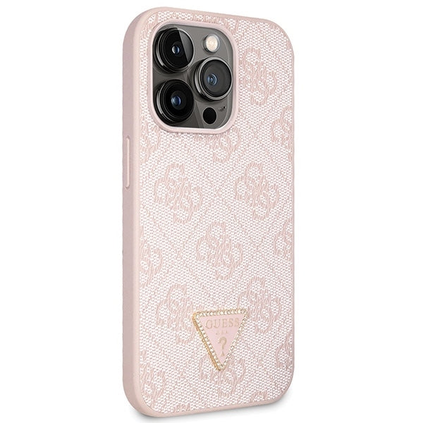GUESS Crossbody Handy Hülle Case 4G Metall Logo für iPhone 15 Pro Max Pink