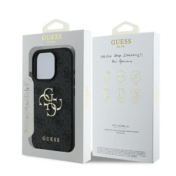 GUESS Handy Hülle 4G Big Logo Hard Case für iPhone 16 Pro Max Schwarz