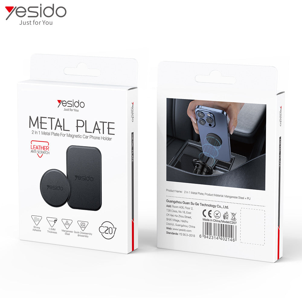 Yesido C207 rund und eckiger Metall Platten 2er Set für magnetische Handy Halterungen