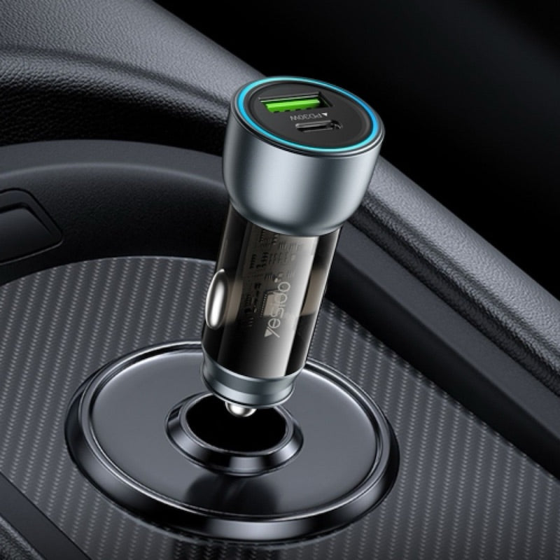 YESIDO Y49 Typ C und 2x USB Auto Ladegerät mit Ladefunktion