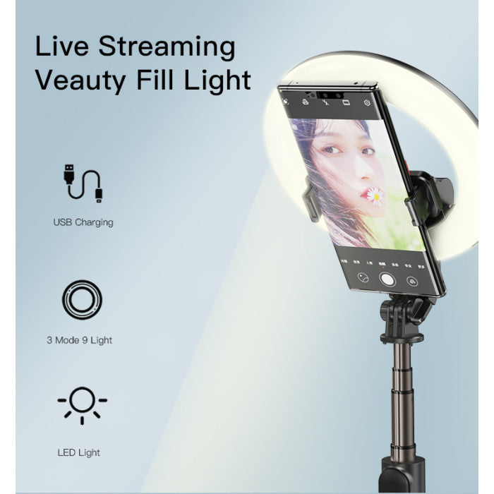 YESIDO SF12 Wireless Selfie Stick mit LED Ring