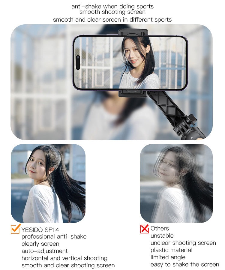 YESIDO SF14 Wireless Selfie Stick mit Gimbal Stabilisator