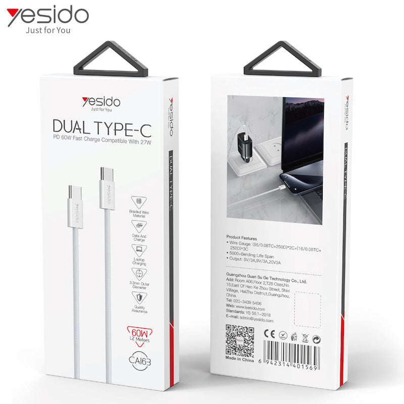 Yesido CA163 Typ C zu Typ C 1.2 Meter Ladekabel