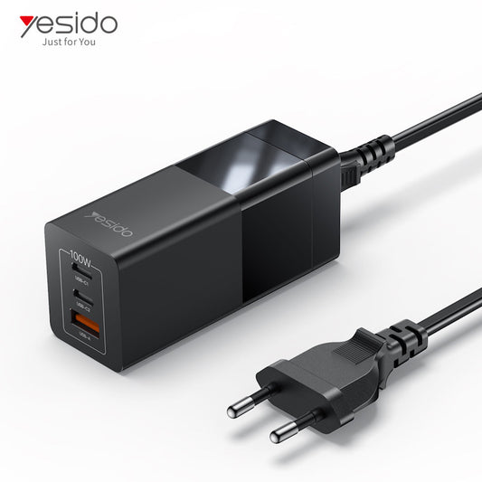Yesido YC58 Gan Adapter Stecker 100W 2x Typ C und USB Anschluss
