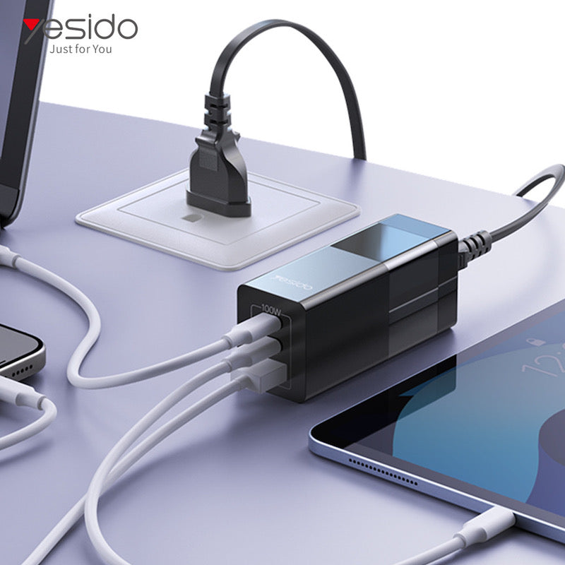 Yesido YC58 Gan Adapter Stecker 100W 2x Typ C und USB Anschluss