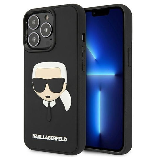 Karl Lagerfeld Handy Hülle Case 3D Rubber Karl´s Head für iPhone 13 / 13 Pro Schwarz