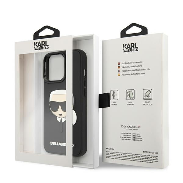 Karl Lagerfeld Handy Hülle Case 3D Rubber Karl´s Head für iPhone 13 / 13 Pro Schwarz