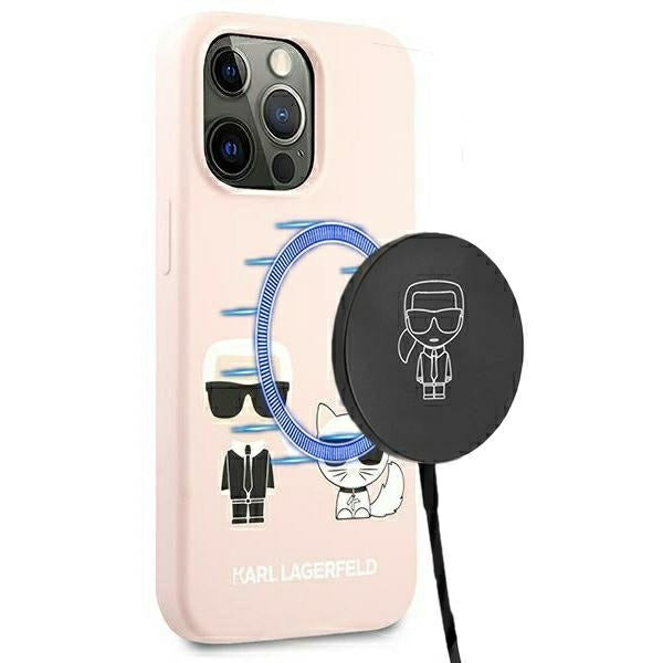 Karl Lagerfeld Magsafe Handy Hülle Case Karl & Choupette für iPhone 13 Pro Max Rosa