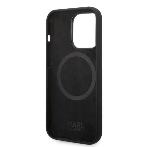 Karl Lagerfeld Magsafe Handy Hülle Case Liquid Silikon Karl & Choupette für iPhone 14 Pro Max Schwarz
