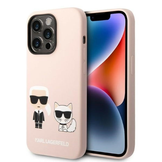 Karl Lagerfeld Magsafe Handy Hülle Case Karl & Choupette für iPhone 14 Pro Max Rosa