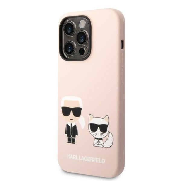 Karl Lagerfeld Magsafe Handy Hülle Case Karl & Choupette für iPhone 14 Pro Rosa
