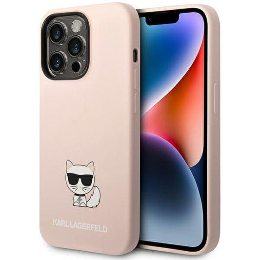 Karl Lagerfeld Handy Hülle Case Silikon Choupette für iPhone 14 Pro Max Rosa