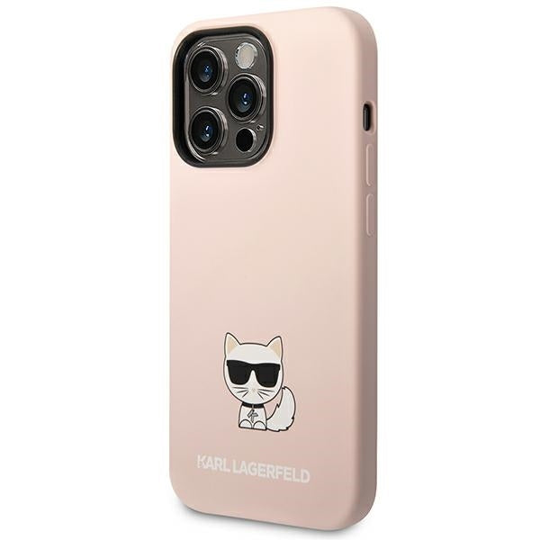 Karl Lagerfeld Handy Hülle Case Silikon Choupette für iPhone 14 Pro Max Rosa