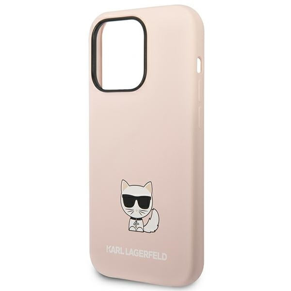 Karl Lagerfeld Handy Hülle Case Silikon Choupette für iPhone 14 Pro Max Rosa