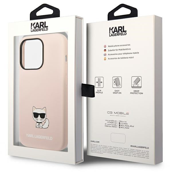 Karl Lagerfeld Handy Hülle Case Silikon Choupette für iPhone 14 Pro Max Rosa