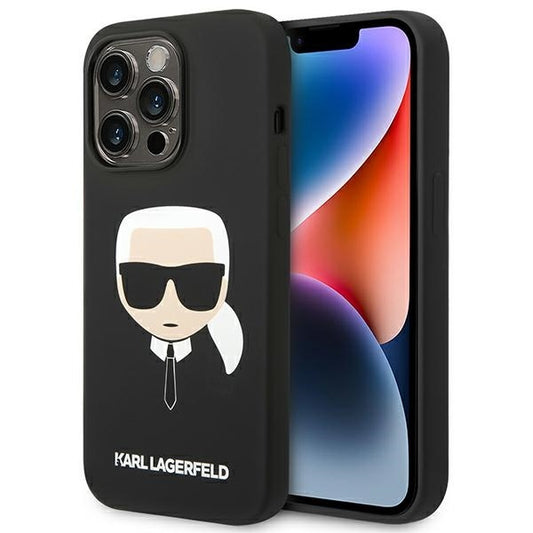Karl Lagerfeld Handy Hülle Case Silikon Logo Karl für iPhone 14 Pro Max Schwarz