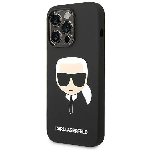 Karl Lagerfeld Handy Hülle Case Silikon Logo Karl für iPhone 14 Pro Max Schwarz