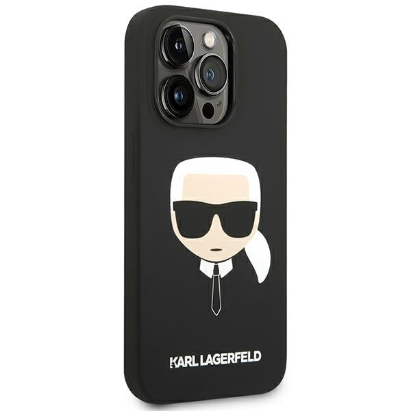Karl Lagerfeld Handy Hülle Case Silikon Logo Karl für iPhone 14 Pro Max Schwarz