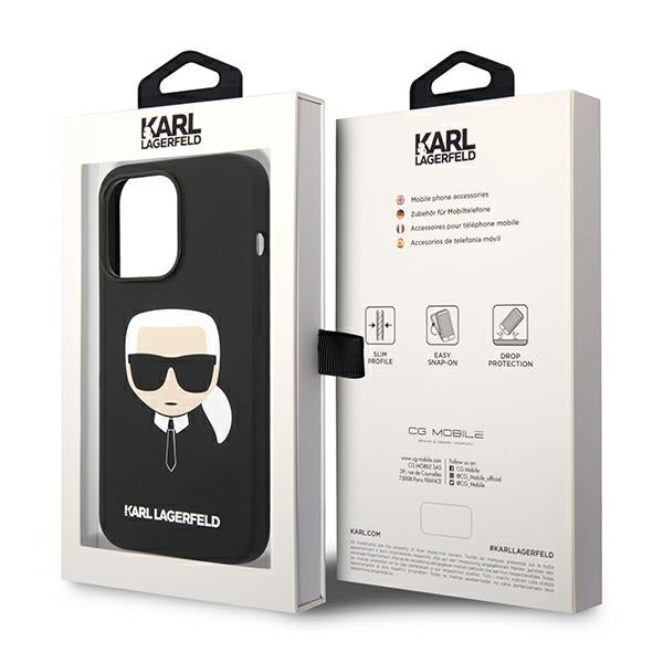 Karl Lagerfeld Handy Hülle Case Silikon Logo Karl für iPhone 14 Pro Max Schwarz