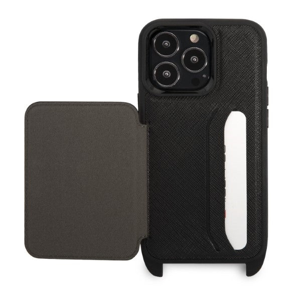 Karl Lagerfeld Crossbody Handy Hülle Case Saffiano Metal Ikonik Karl für iPhone 13 / 13 Pro Schwarz