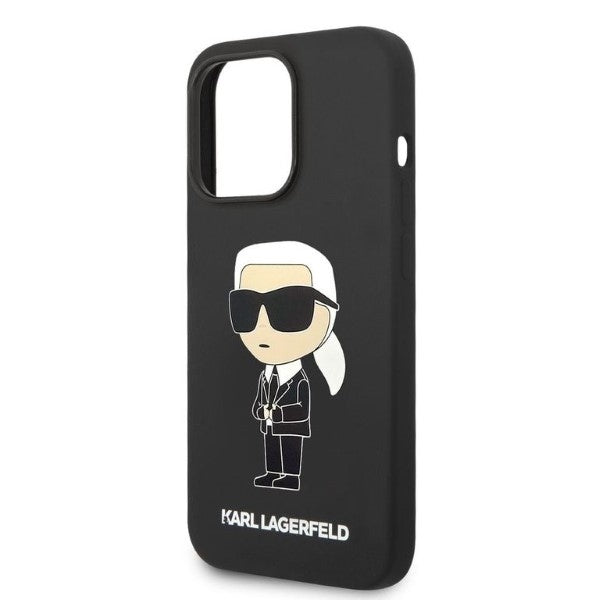 Karl Lagerfeld Handy Hülle Case Liquid Silikon Ikonik für iPhone 14 Pro Schwarz
