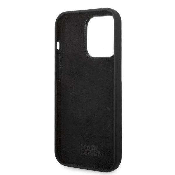 Karl Lagerfeld Handy Hülle Case Liquid Silikon Ikonik für iPhone 14 Pro Schwarz