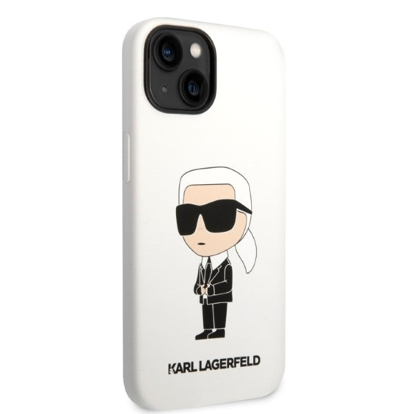 Karl Lagerfeld Handy Hülle Case Liquid Silikon Ikonik für iPhone 13 / 14 / 15 Weiß