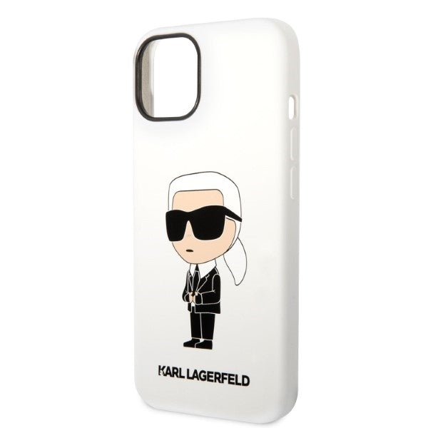Karl Lagerfeld Handy Hülle Case Liquid Silikon Ikonik für iPhone 13 / 14 / 15 Weiß
