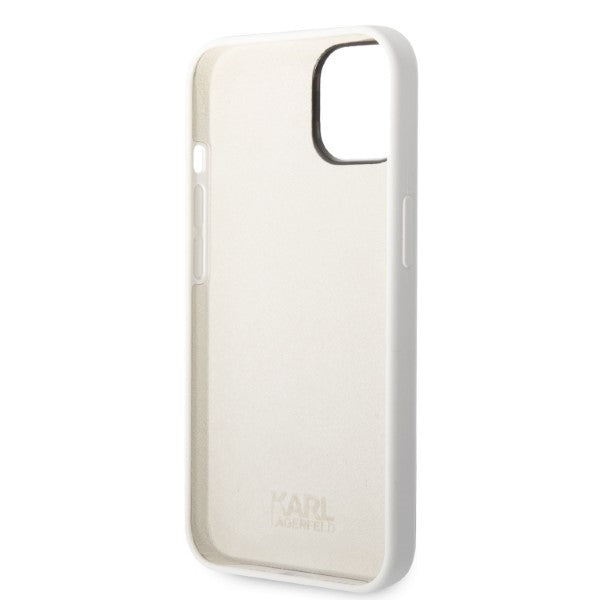 Karl Lagerfeld Handy Hülle Case Liquid Silikon Ikonik für iPhone 13 / 14 / 15 Weiß