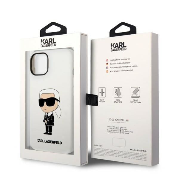 Karl Lagerfeld Handy Hülle Case Liquid Silikon Ikonik für iPhone 13 / 14 / 15 Weiß
