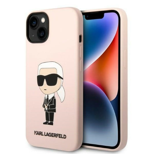 Karl Lagerfeld Handy Hülle Case Liquid Silikon Ikonik für iPhone 13 / 14 / 15 Rosa